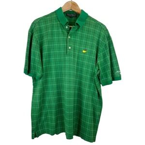 Masters Collection Augusta National Men's L Pique Polo‎ Shirt Green Check Irish